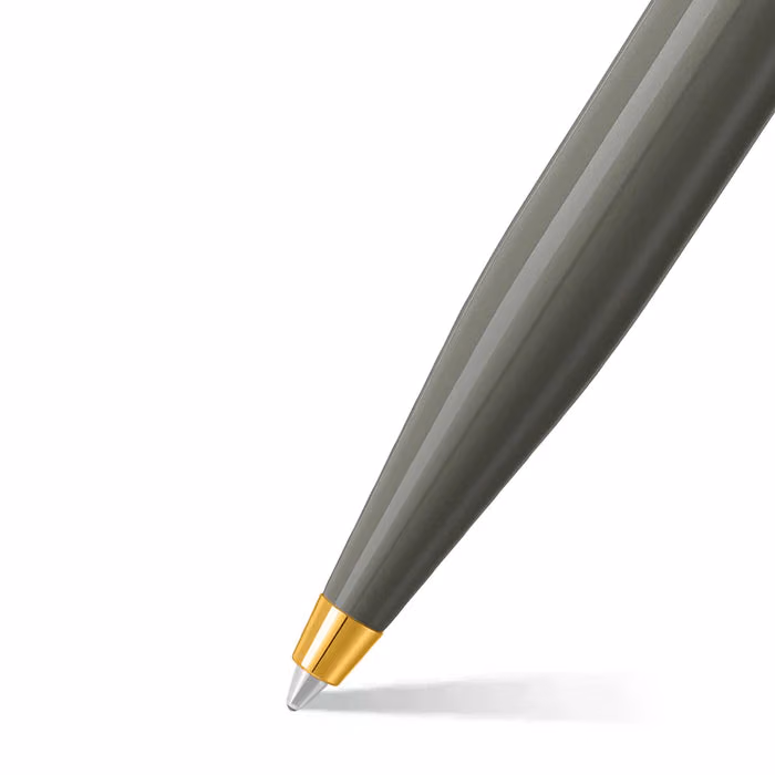 Sheaffer VFM 9427 Glossy Light Gray Ballpoint Pen With PVD Gold-Tone Trim image 2