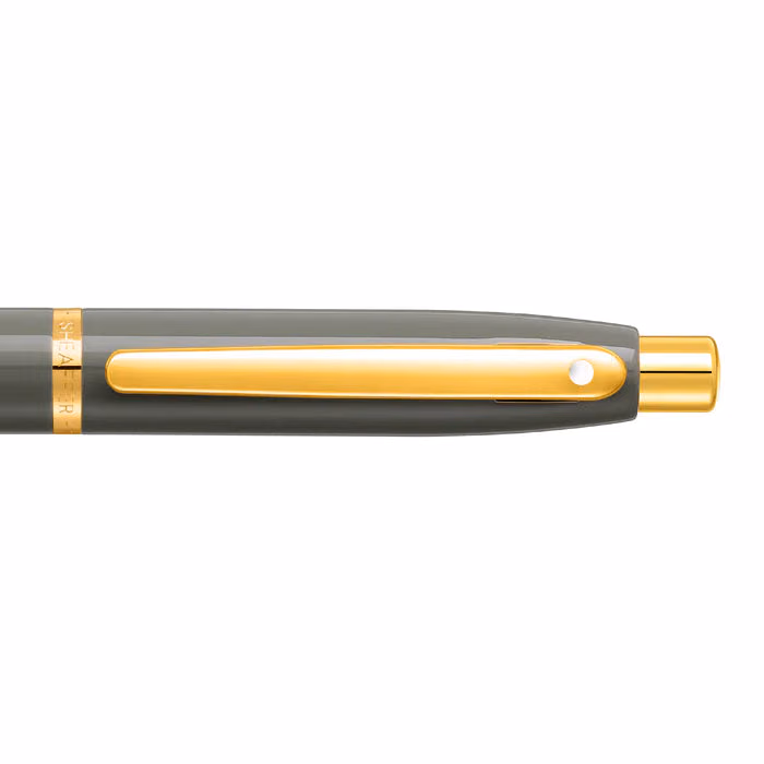 Sheaffer VFM 9427 Glossy Light Gray Ballpoint Pen With PVD Gold-Tone Trim image 6