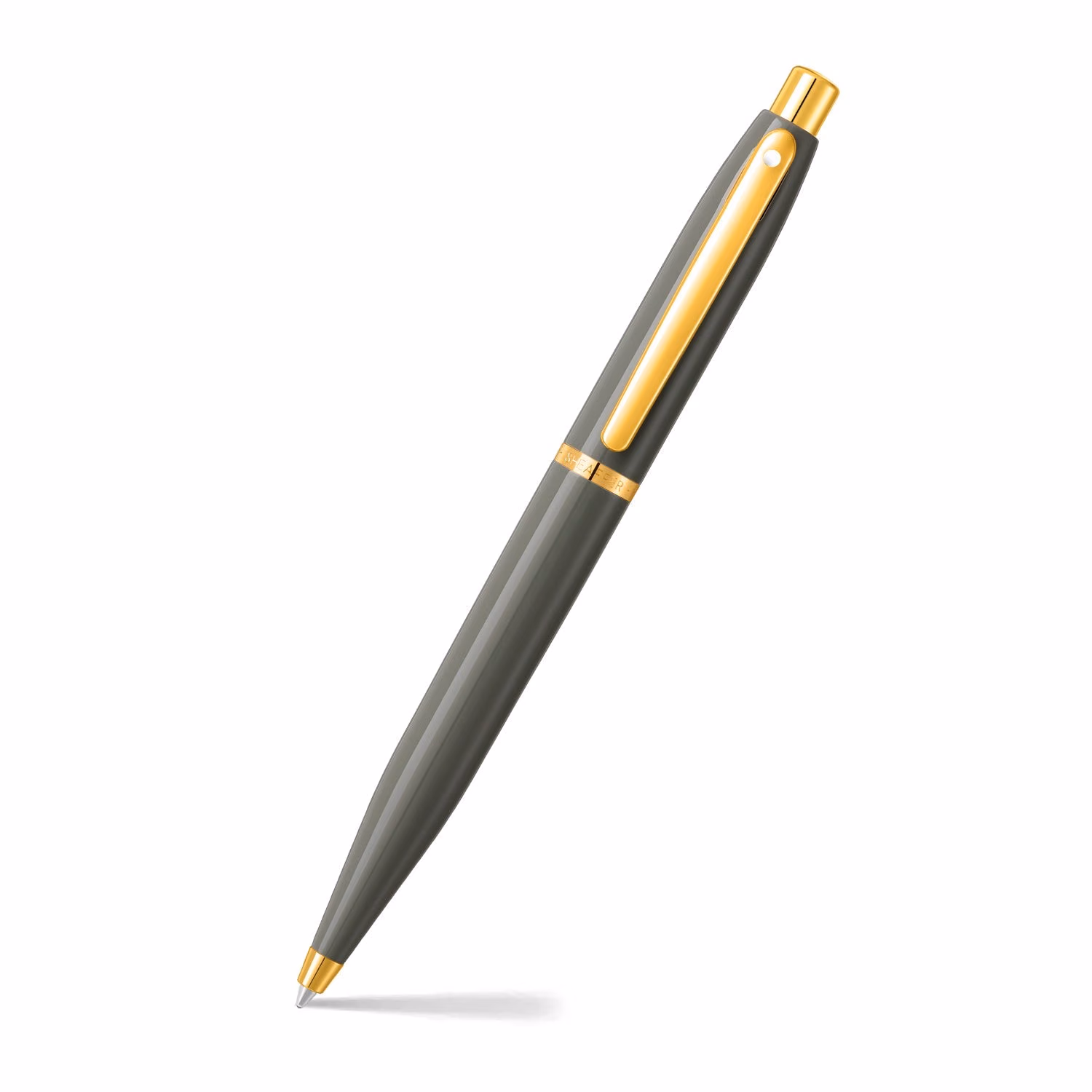 Sheaffer VFM 9427 Glossy Light Gray Ballpoint Pen With PVD Gold-Tone Trim image 1