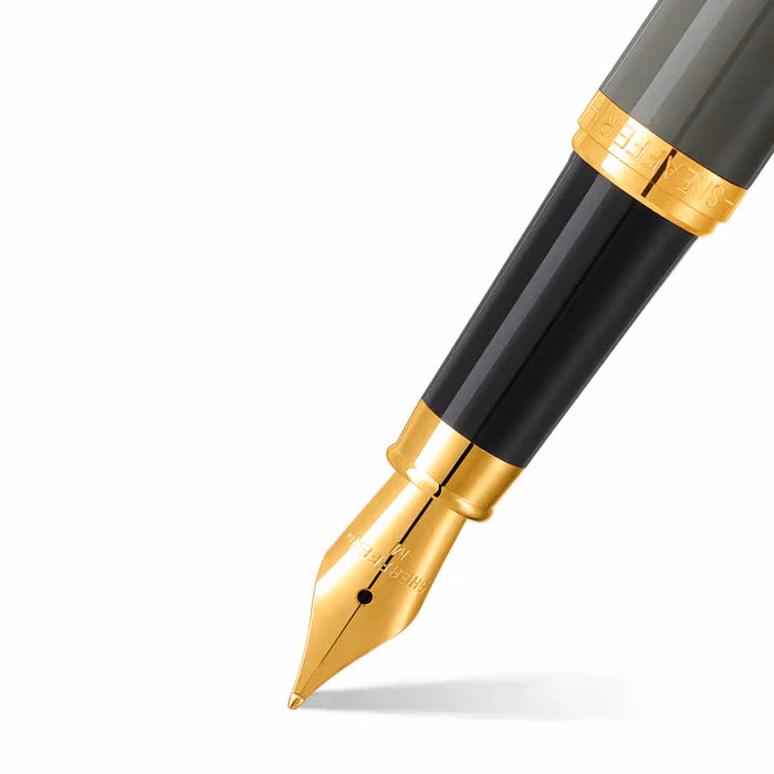 Sheaffer VFM 9427 Glossy Light Gray Fountain Pen With PVD Gold-Tone Trim - Medium image 2