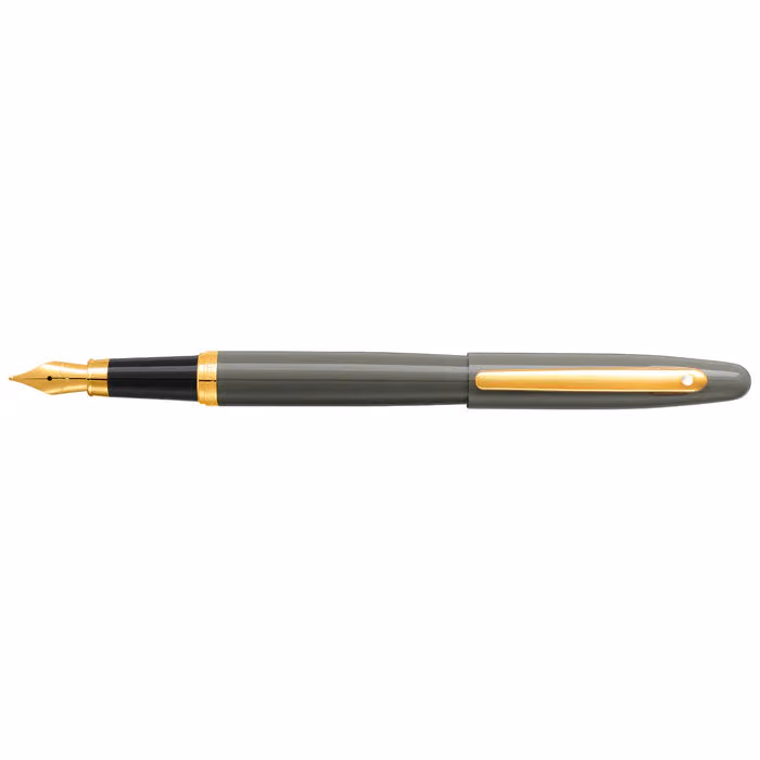 Sheaffer VFM 9427 Glossy Light Gray Fountain Pen With PVD Gold-Tone Trim - Medium - VFM Glossy Light Gray PVD Gold-Tone Trim - Medium