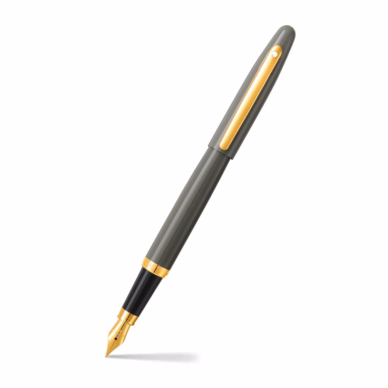 Sheaffer VFM 9427 Glossy Light Gray Fountain Pen With PVD Gold-Tone Trim - Medium image 1
