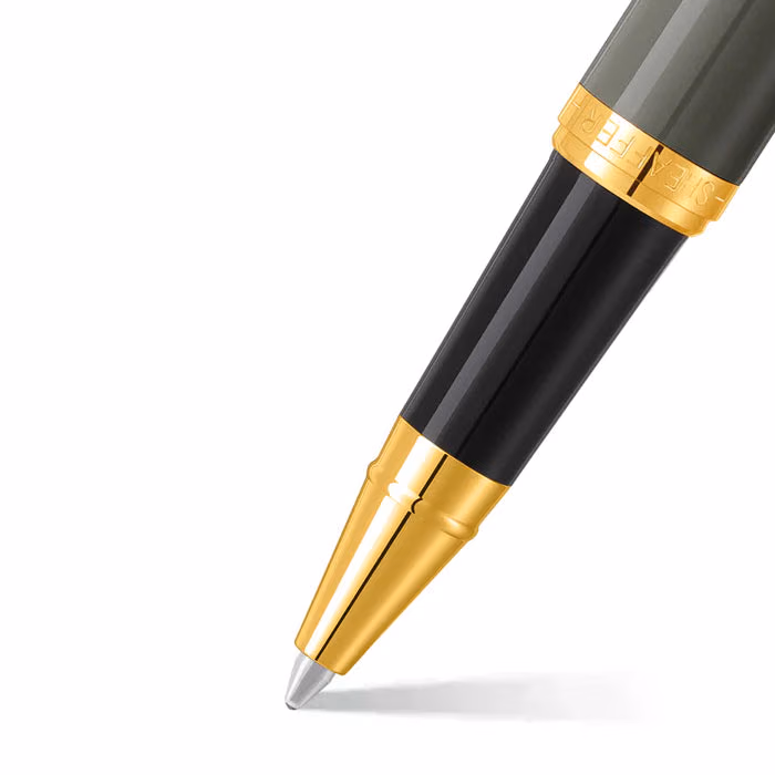 Sheaffer VFM 9427 Glossy Light Gray Rollerball Pen With PVD Gold-Tone Trim image 2