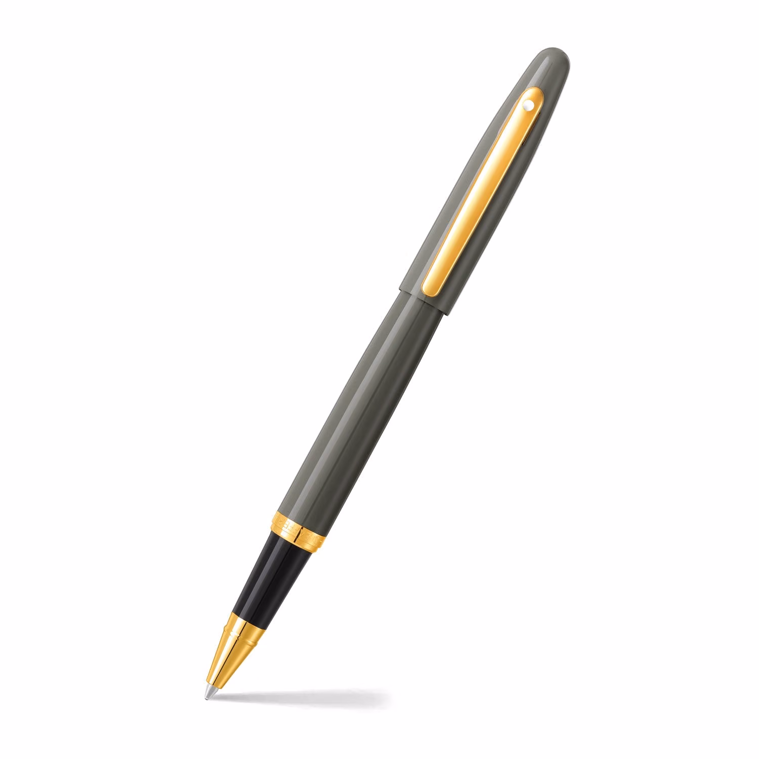 Sheaffer VFM 9427 Glossy Light Gray Rollerball Pen With PVD Gold-Tone Trim image 1