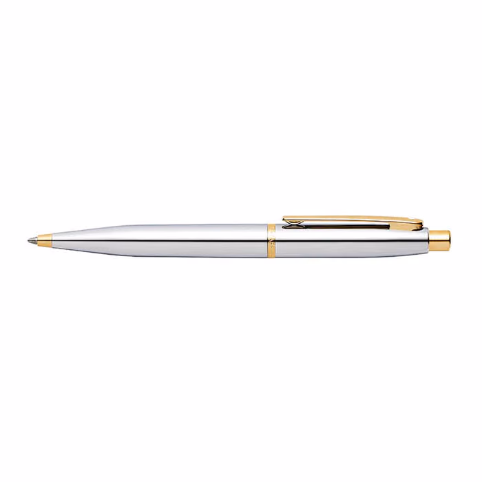 Sheaffer VFM Polished Chrome with Gold Trims Ballpoint Pen - VFM Polished Chrome Gold Trims