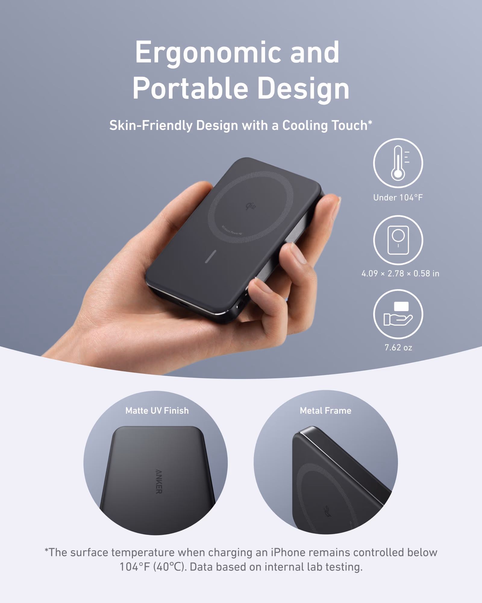 Anker ergonomic Qi2 power bank matte UV finish