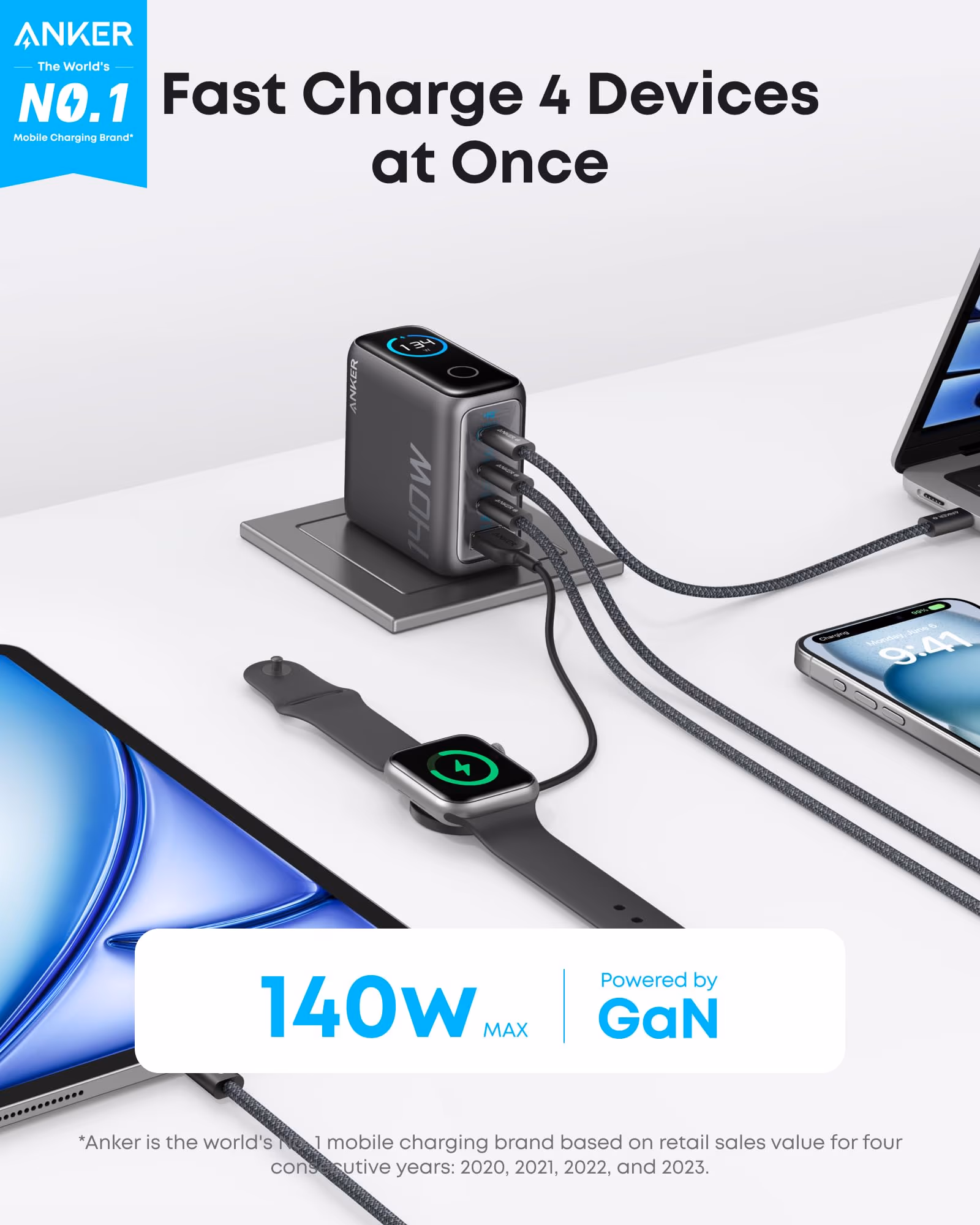 Anker GaN charging cube fast-charging four devices 140W