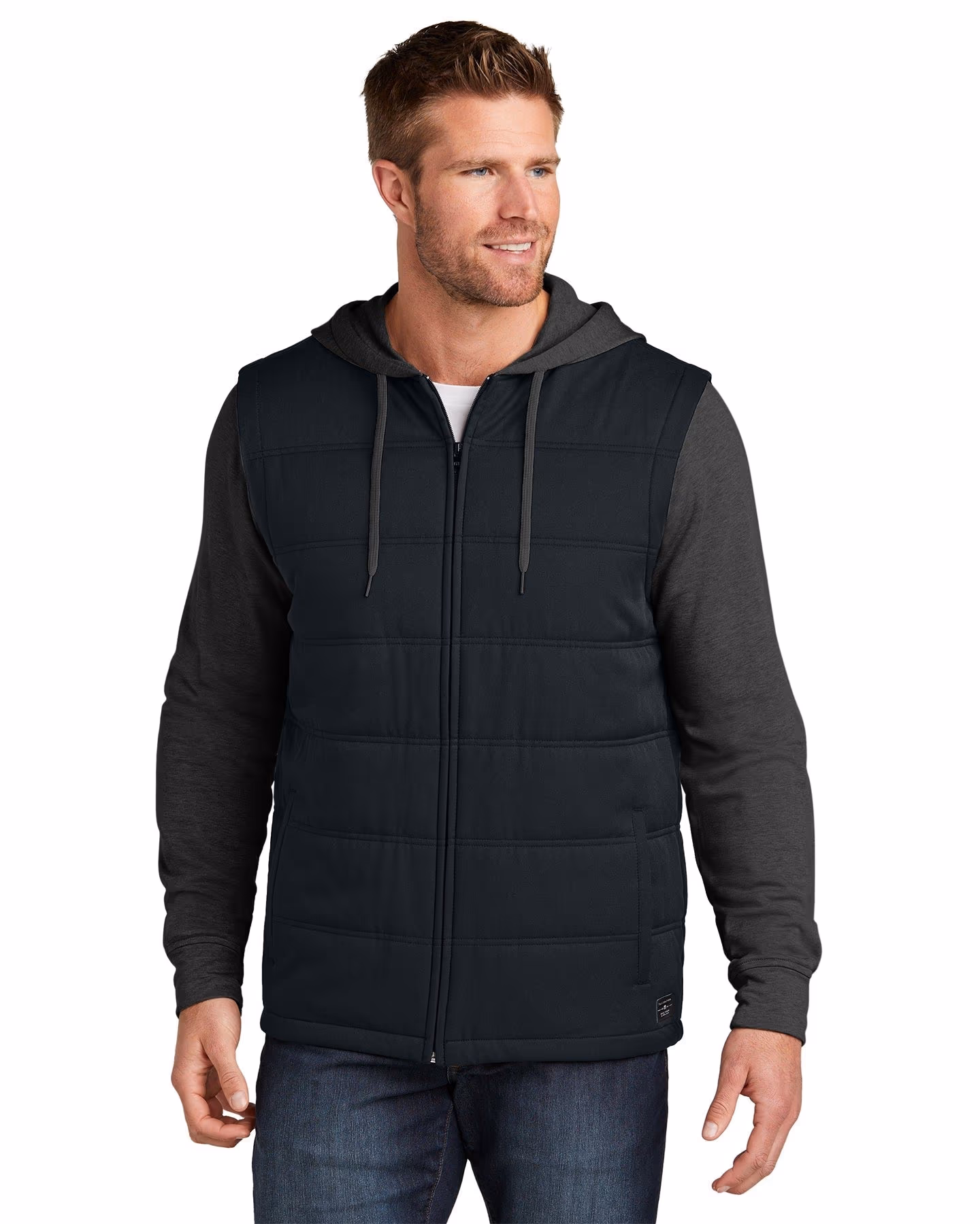 Custom TravisMathew Tides Up Hooded Jacket, Black/ Black Heather, front view