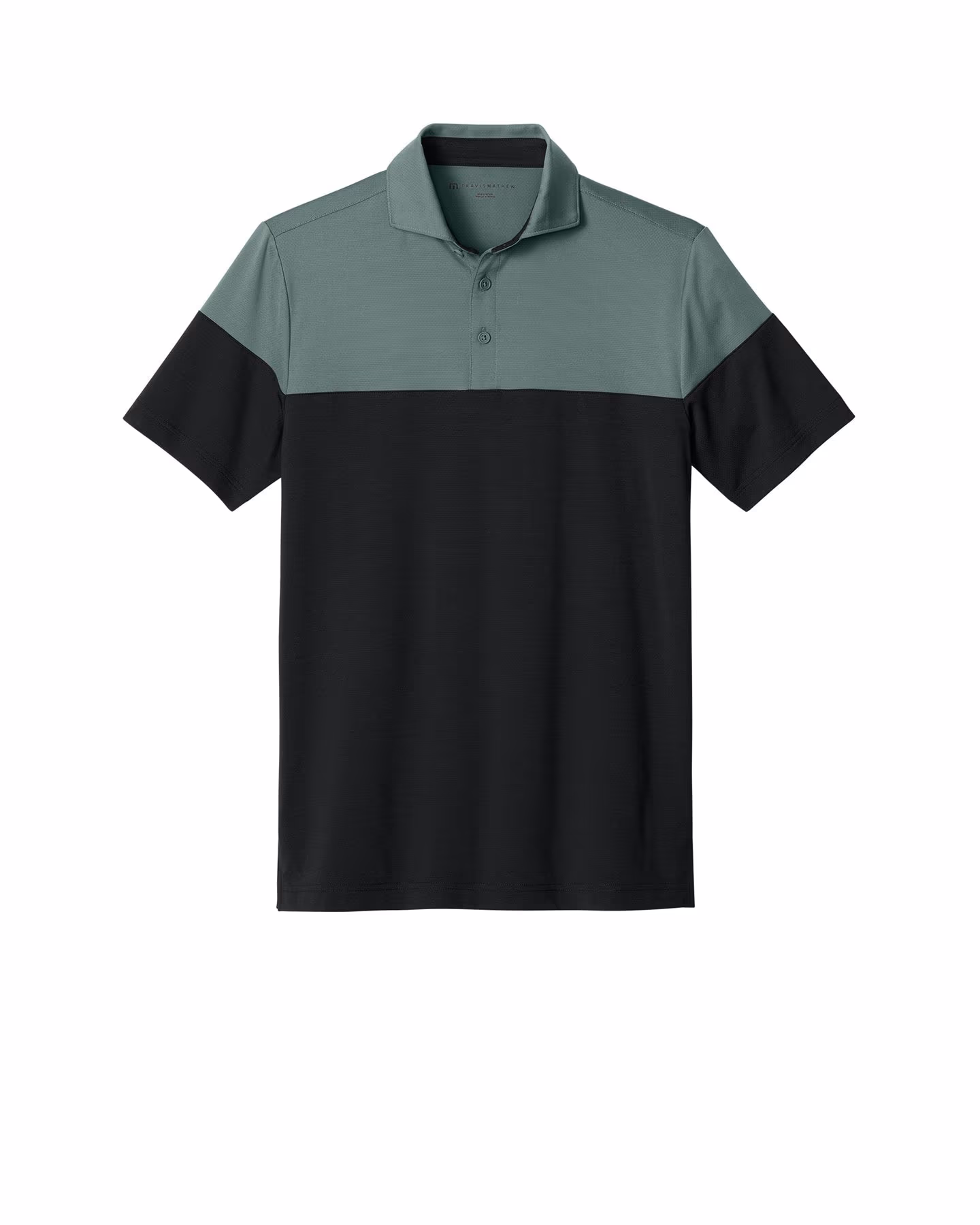 Custom TravisMathew Onward Colorblock Polo, Balsam Green/ Black