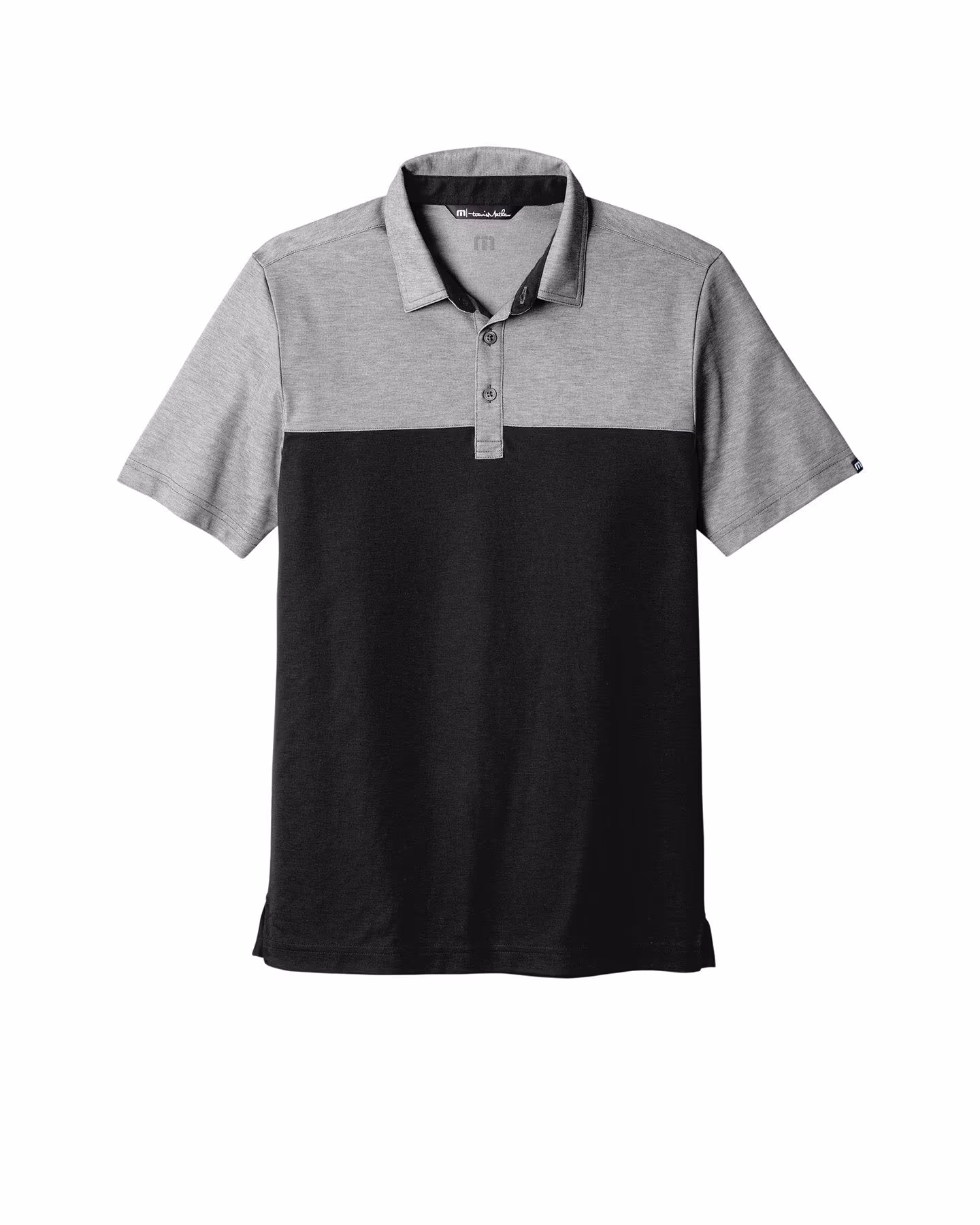 Custom TravisMathew Oceanside Blocked Polo, Black Heather/ Black