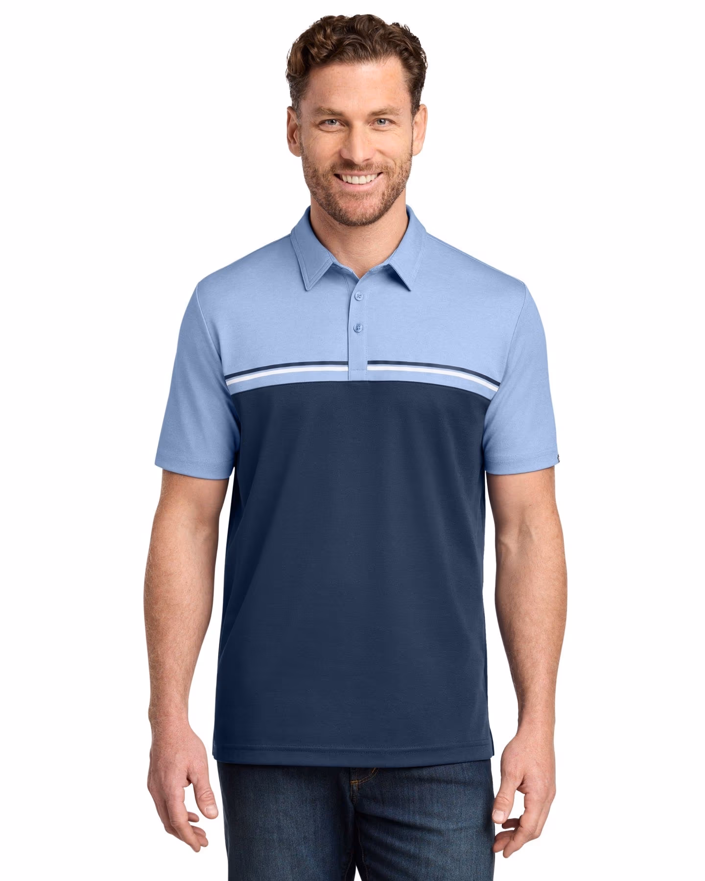 Custom TravisMathew Sunset Blocked Polo TM1MY401 - Riviera Heather/ Blue Nights - 1