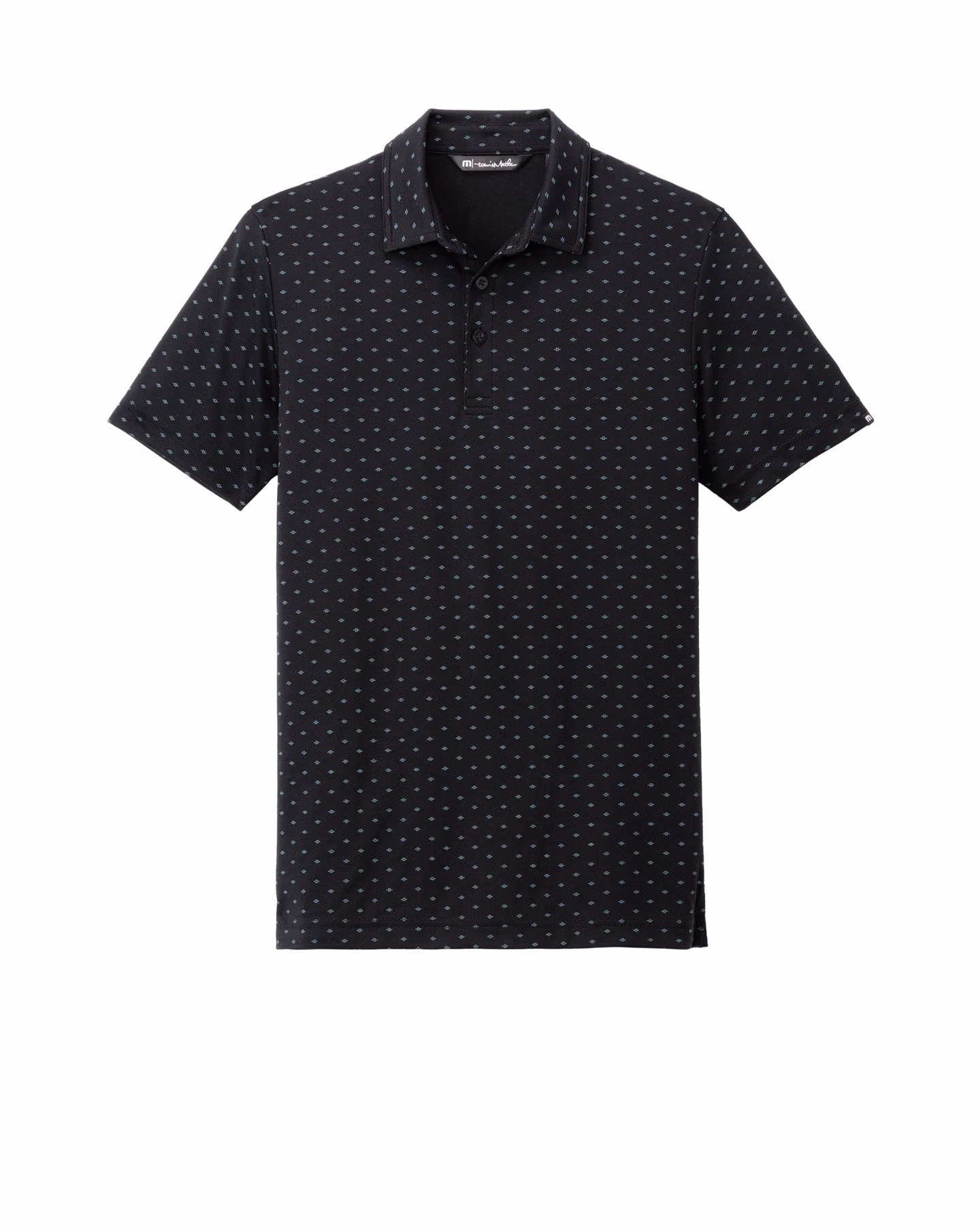 Custom TravisMathew Oceanside Geo Polo, Black/ Aegean Blue