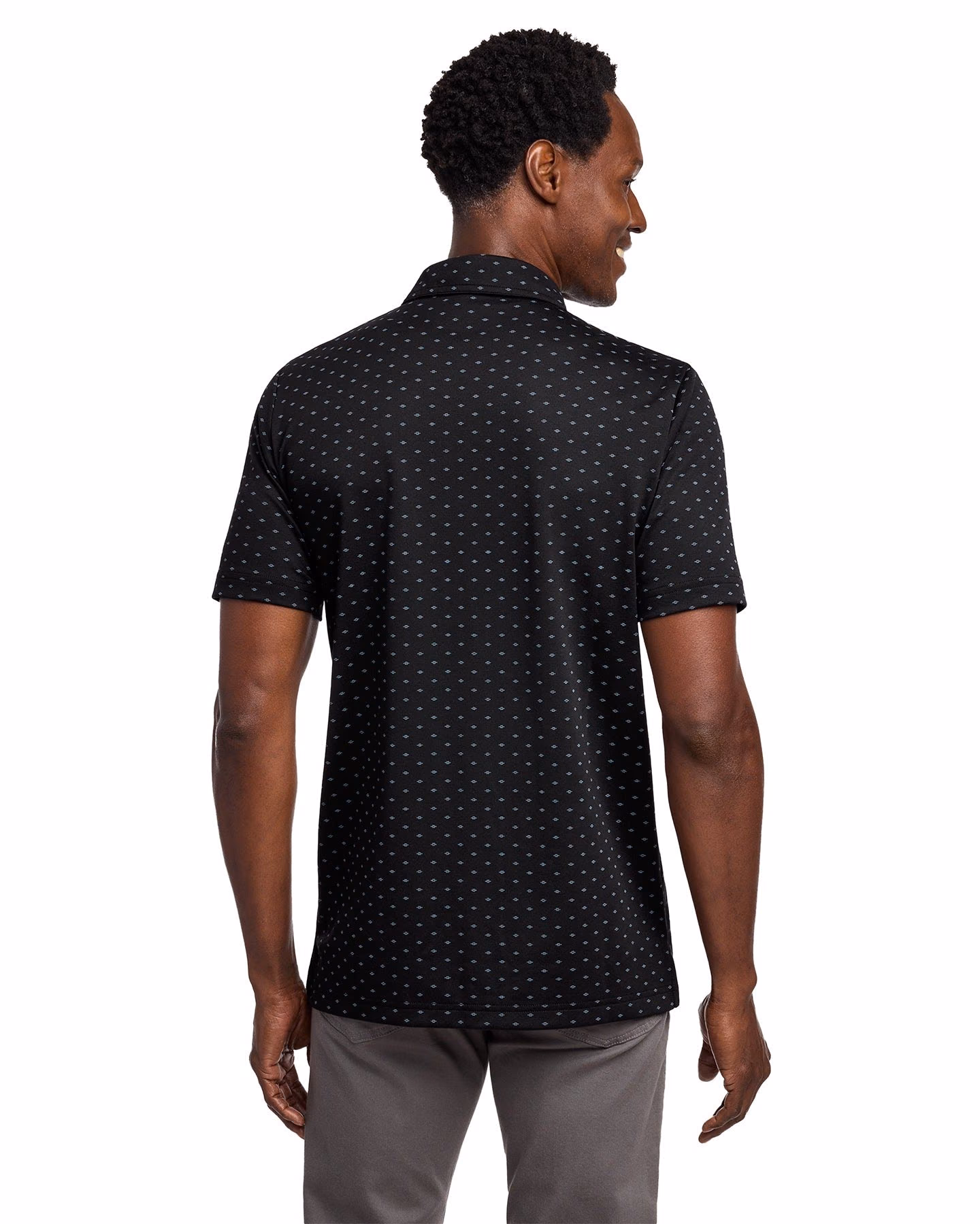 Custom TravisMathew Oceanside Geo Polo, Black/ Aegean Blue