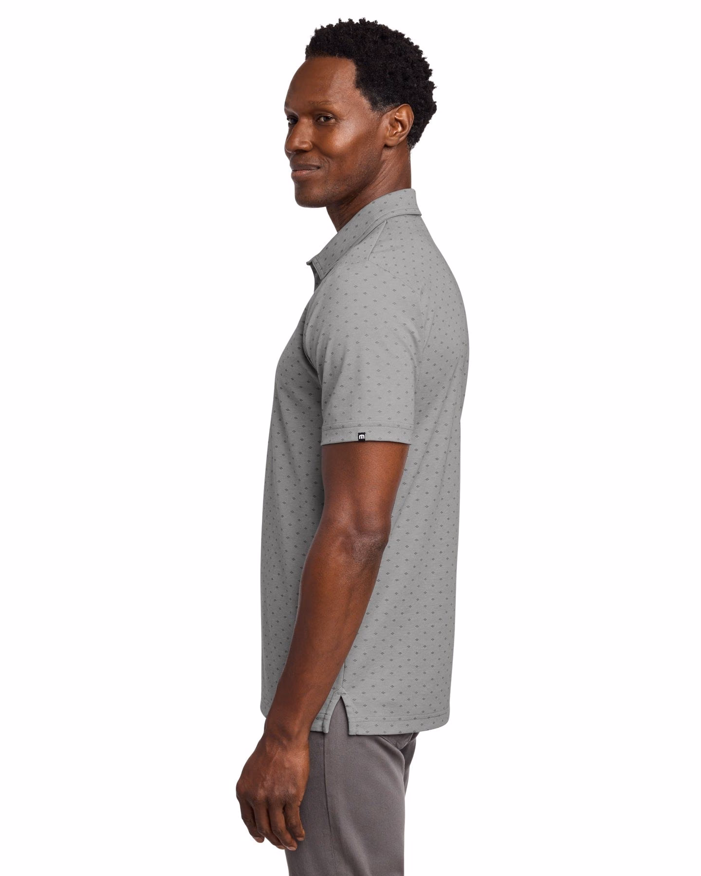 Custom TravisMathew Oceanside Geo Polo, Quiet Shade Grey Heather/ Dark Grey