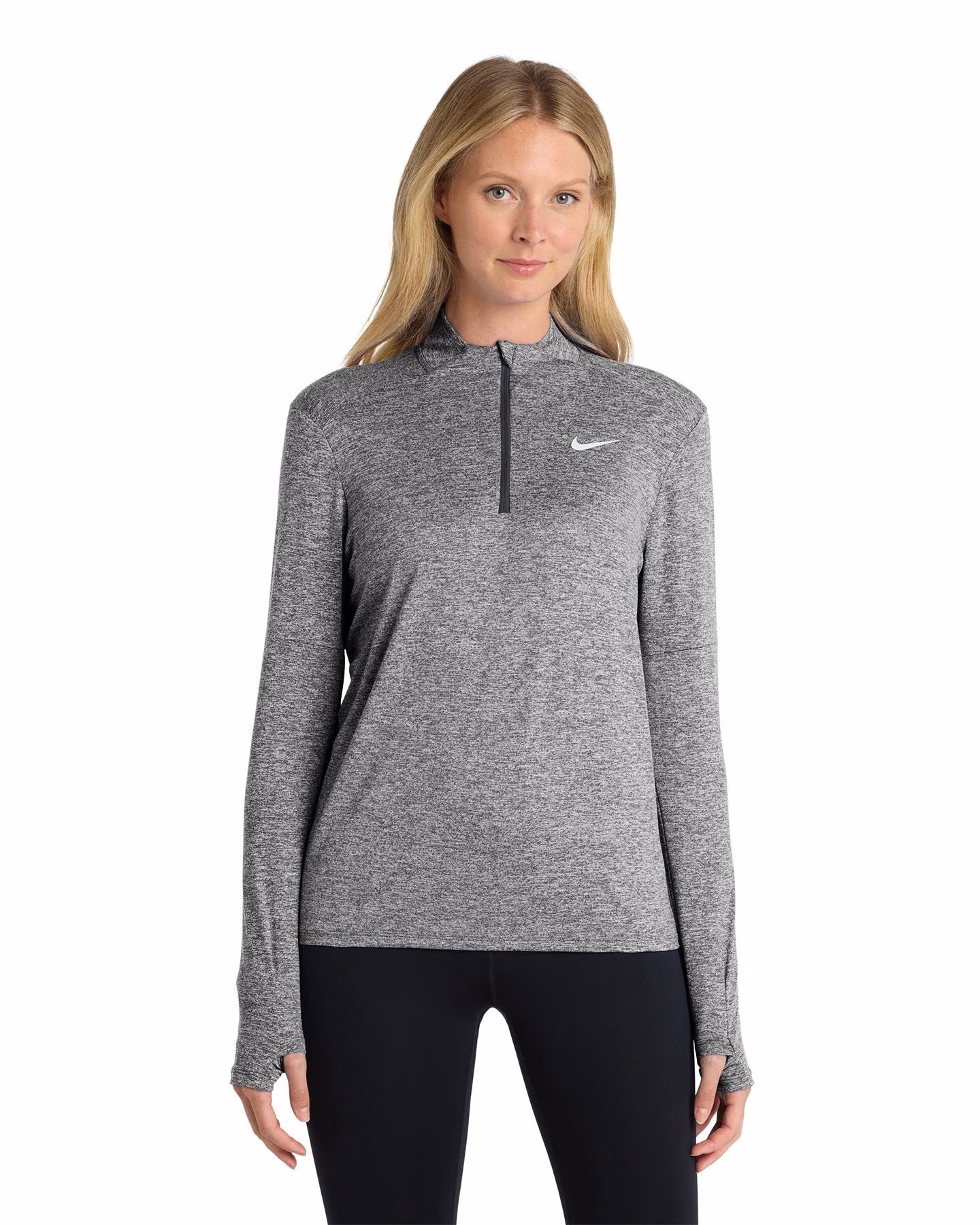 Custom Nike Women's Dri-FIT Element 1/2-Zip Top NKDH4951 - Black Heather