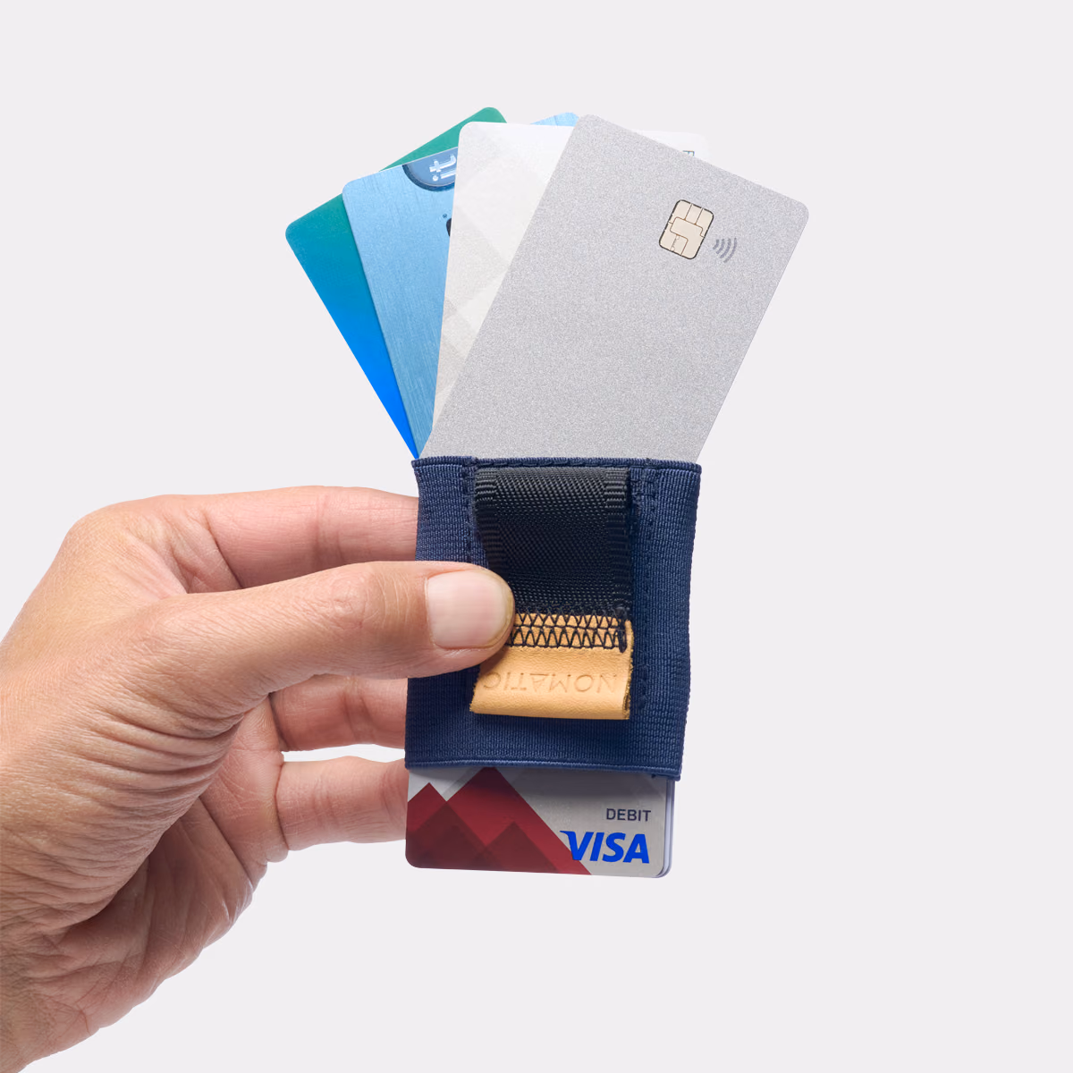 Navy With Leather Tab - Nomatic Wallet