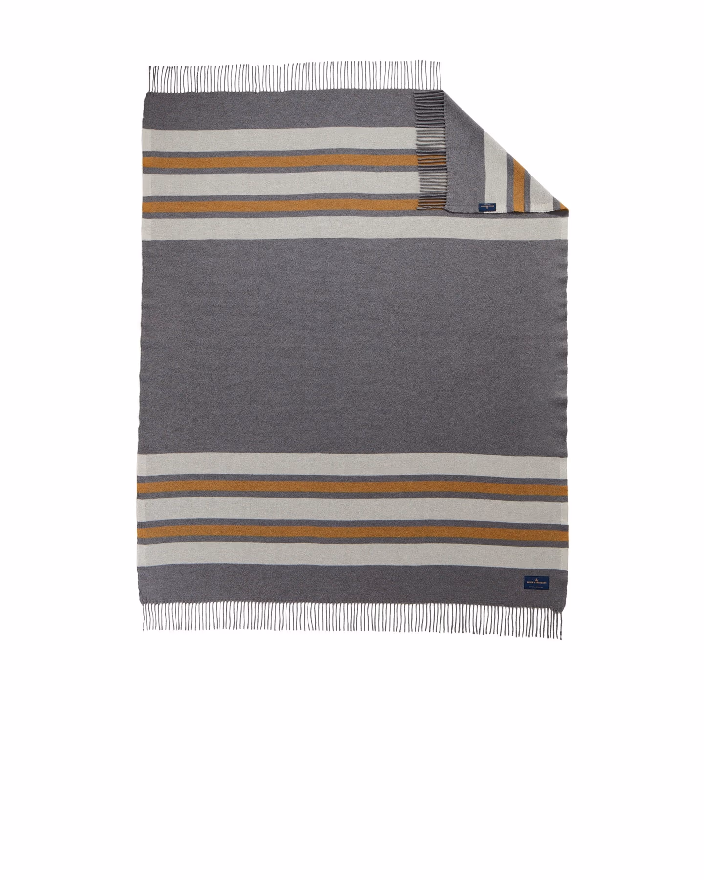 Custom Shadow Grey/ Marshmallow/ Tan - Brooks Brothers Heritage Blanket