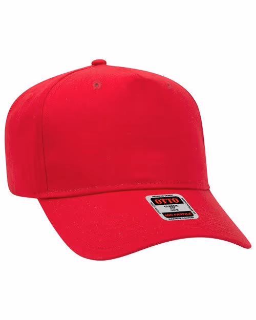 Custom OTTO CAP® 5-Panel Mid Profile Baseball Cap, Red, front view