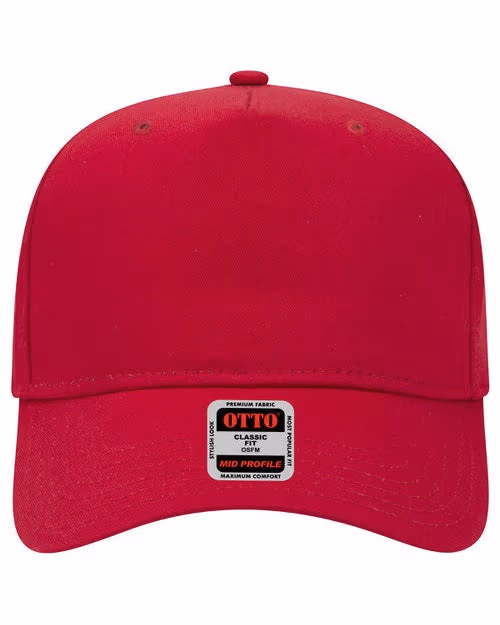 Custom OTTO CAP® 5-Panel Mid Profile Baseball Cap, Red