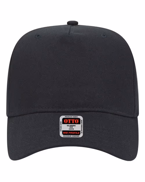 Custom OTTO CAP® 5-Panel Mid Profile Baseball Cap, Black