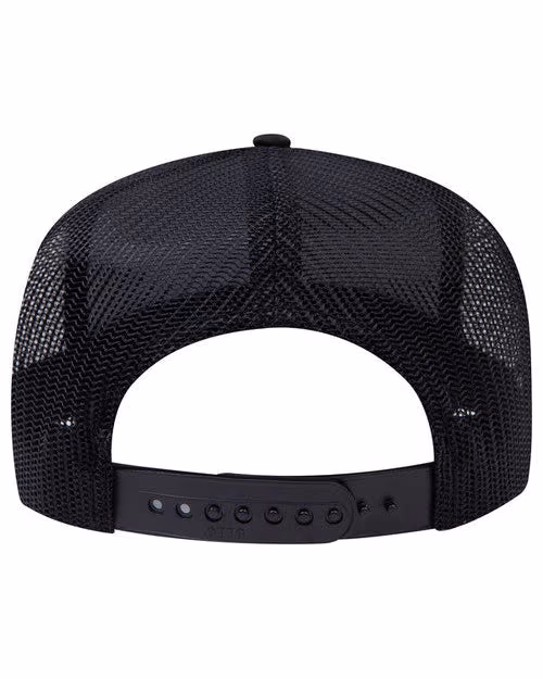 Custom OTTO CAP® 5-Panel Mid Profile Mesh Back Trucker Hat, Black