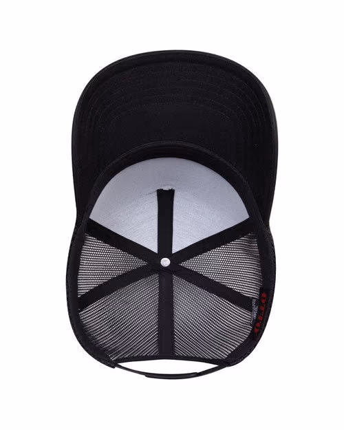 Custom OTTO CAP® 5-Panel Mid Profile Mesh Back Trucker Hat, Black