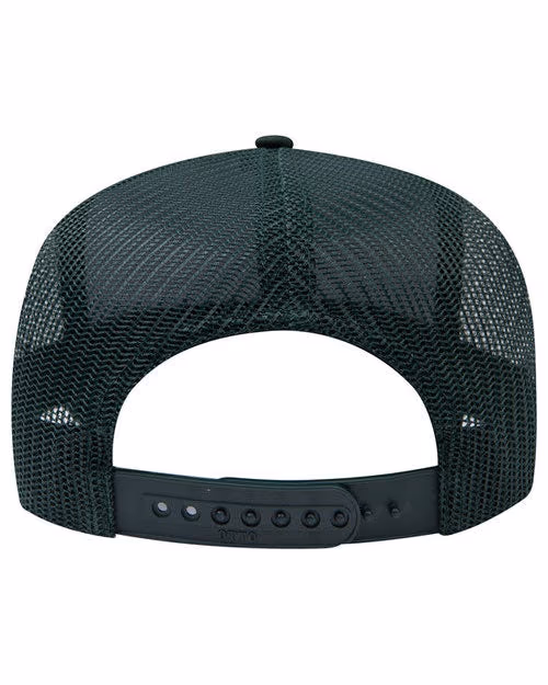 Custom OTTO CAP® 5-Panel Mid Profile Mesh Back Trucker Hat, Black