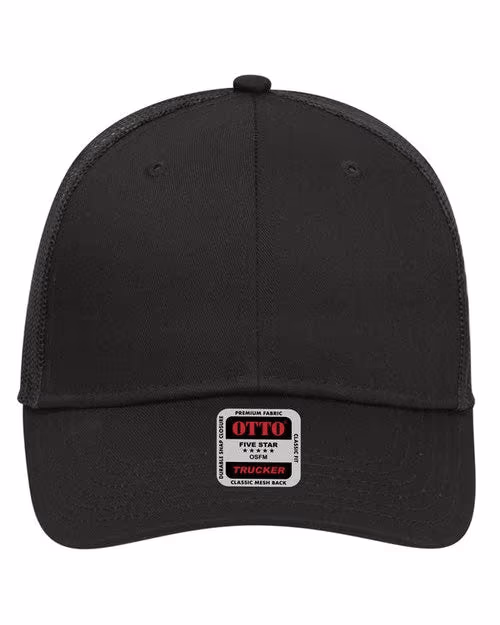 Custom OTTO CAP® 6-Panel Low Profile Mesh Back Trucker Hat, Black