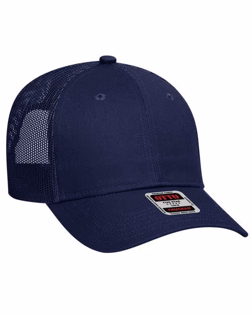 Custom OTTO CAP® 6-Panel Low Profile Mesh Back Trucker Hat, Black