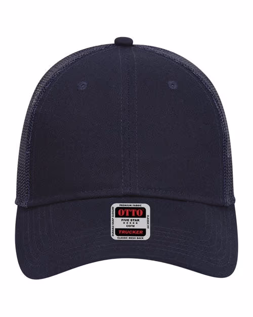 Custom OTTO CAP® 6-Panel Low Profile Mesh Back Trucker Hat, Black