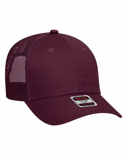 Custom OTTO CAP® 6-Panel Low Profile Mesh Back Trucker Hat, Black