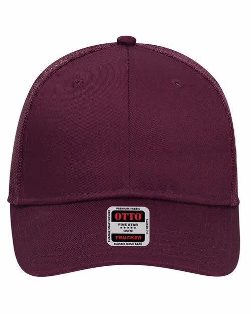 Custom OTTO CAP® 6-Panel Low Profile Mesh Back Trucker Hat, Black