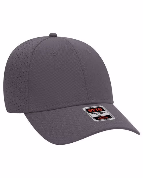 Custom OTTO CAP® UPF 50+ 6-Panel Low Profile Baseball Cap, Charcoal, front view