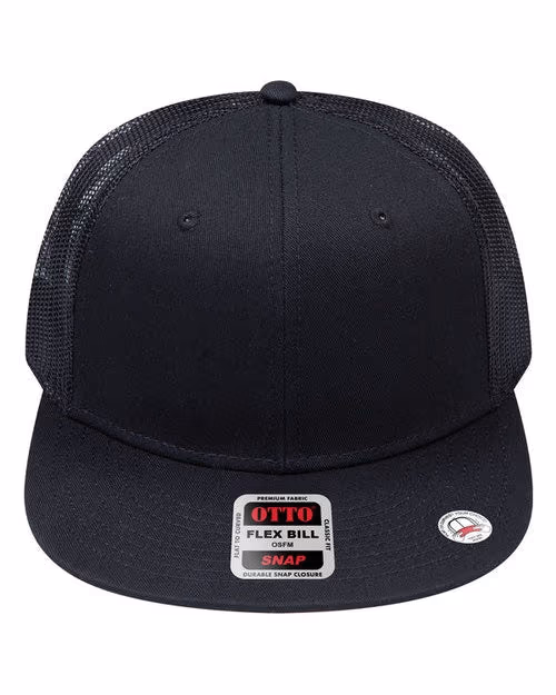Custom OTTO SNAP 6-Panel Mid Profile Mesh Back Trucker Snapback Hat, Black