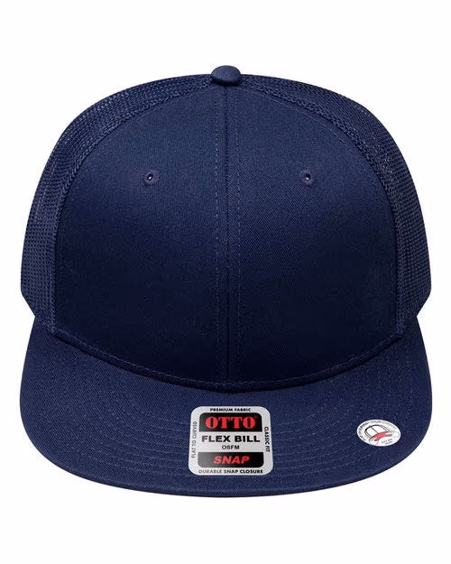 Custom OTTO SNAP 6-Panel Mid Profile Mesh Back Trucker Snapback Hat, Black