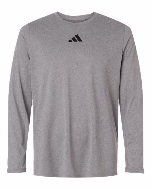 Custom Medium Grey Heather/ Black - Adidas Men's Pregame Long Sleeve T-Shirt