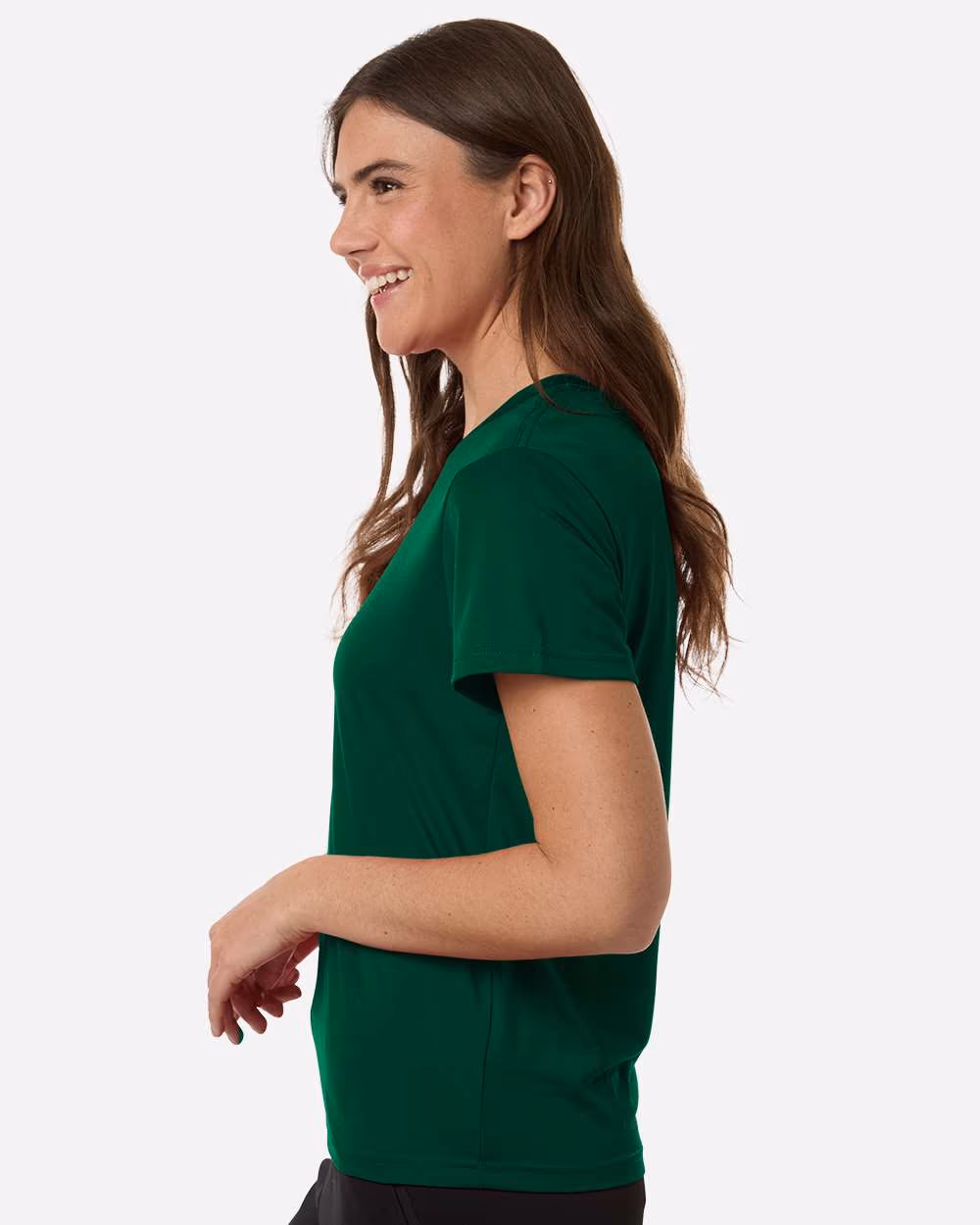 Dark Green/ White - Adidas Women's Pregame T-Shirt - Model Side