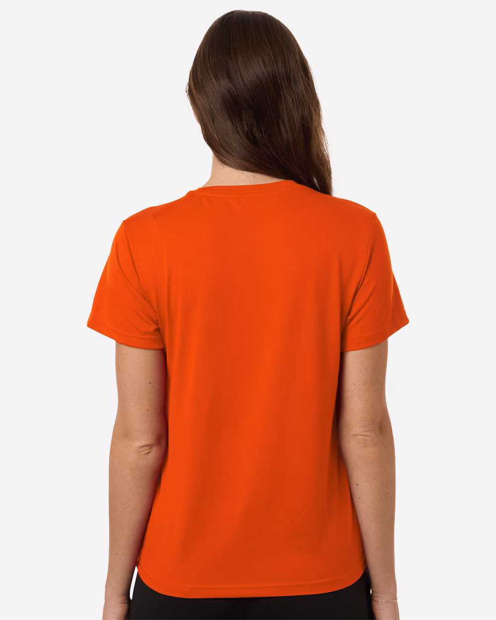 Collegiate Orange/ White - Adidas Women's Pregame T-Shirt - Model Back