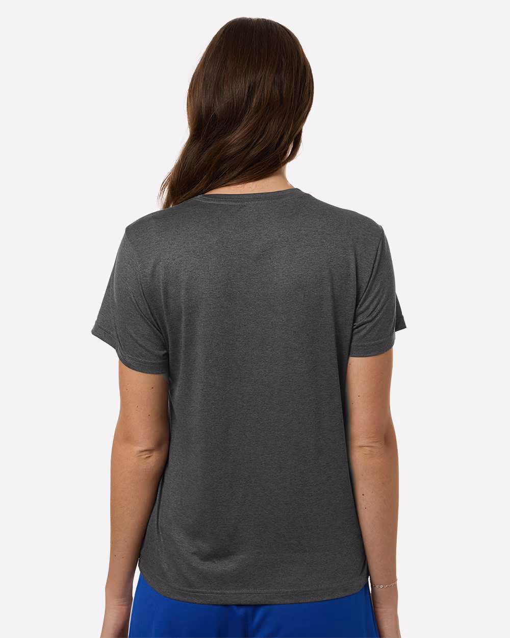Dark Grey Heather/ White - Adidas Women's Pregame T-Shirt - Model Back
