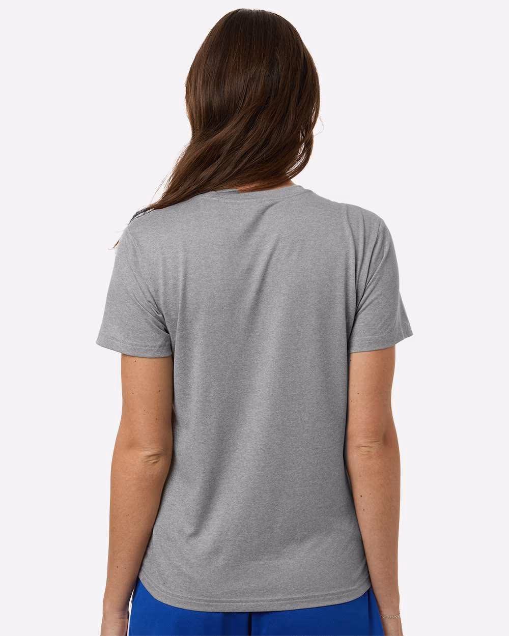 Medium Grey Heather/ Black - Adidas Women's Pregame T-Shirt - Model Back
