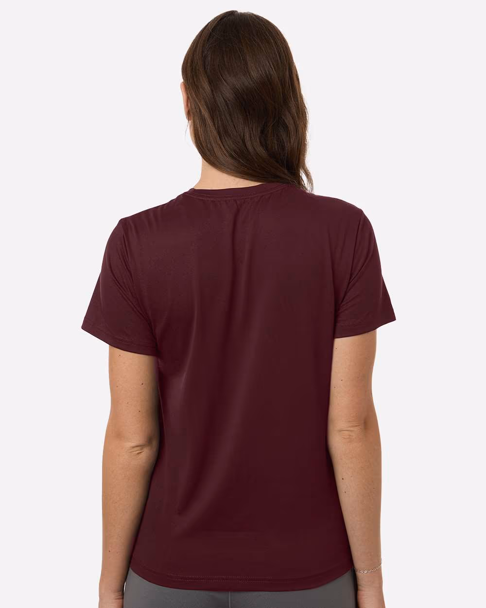 Team Maroon/ White - Adidas Women's Pregame T-Shirt - Model Back