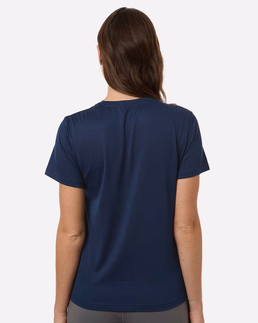 Team Navy Blue/ White - Adidas Women's Pregame T-Shirt - Model Back