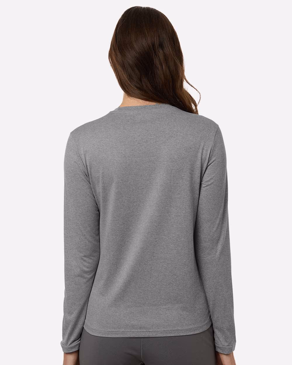 Medium Grey Heather/ Black - Adidas Women's Pregame Long Sleeve T-Shirt - Model Back
