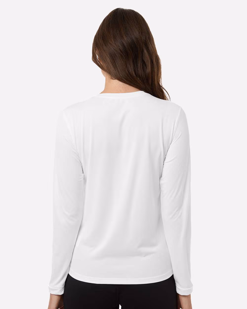 White/ Black - Adidas Women's Pregame Long Sleeve T-Shirt - Model Back
