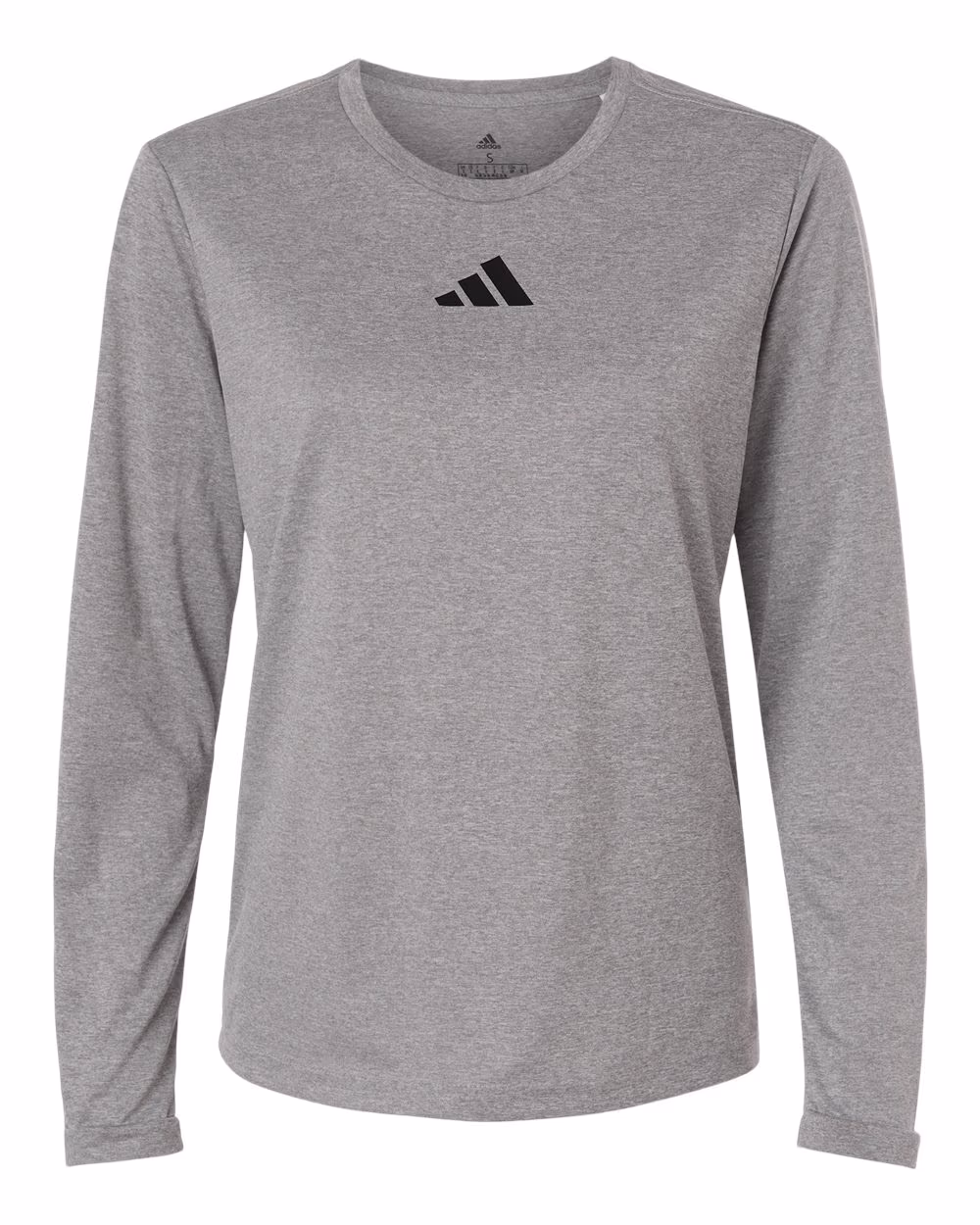 Medium Grey Heather/ Black - Adidas Women's Pregame Long Sleeve T-Shirt - Flat Front
