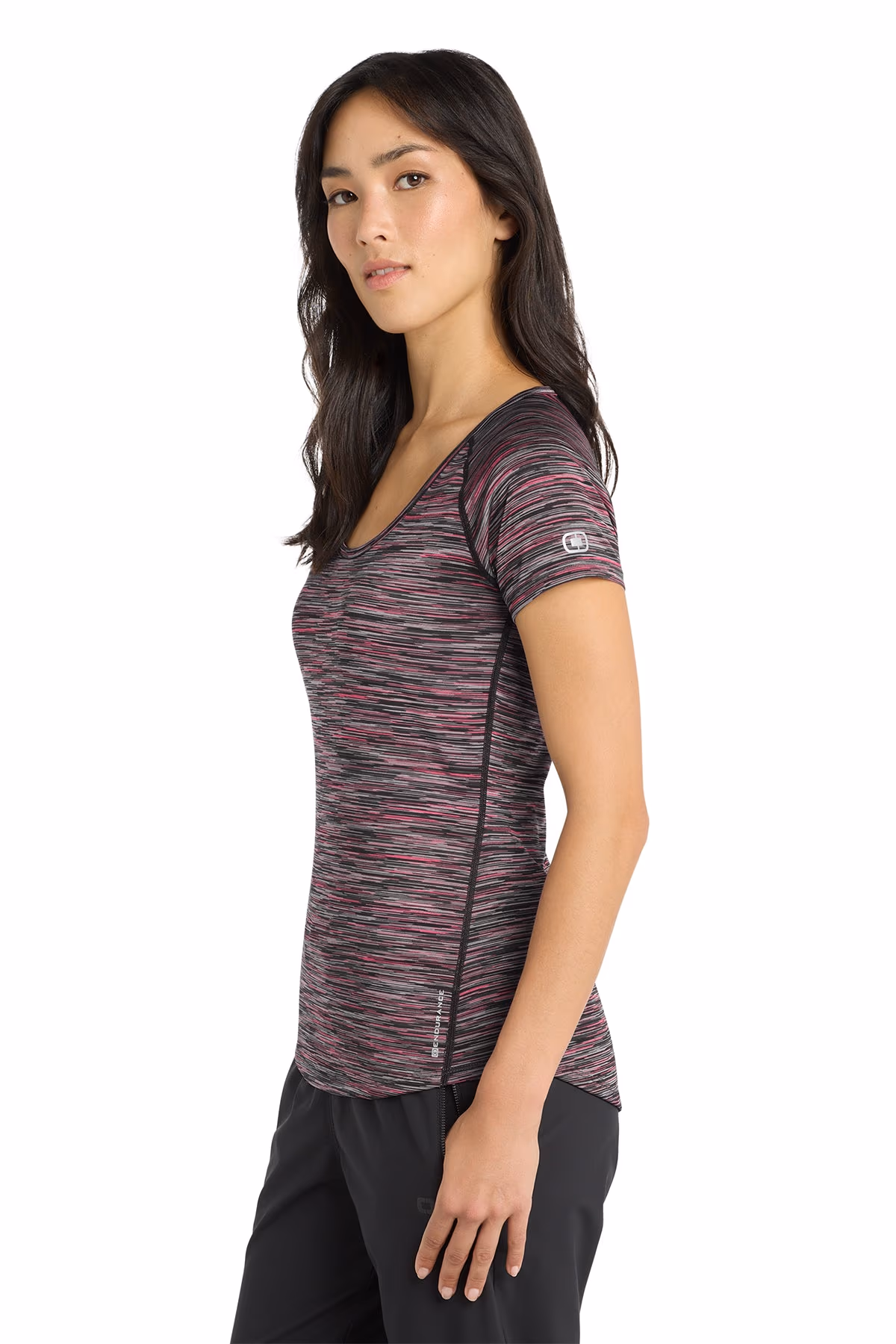 Custom Fierce Coral Space Dye - OGIO Women's Verge Scoop Neck