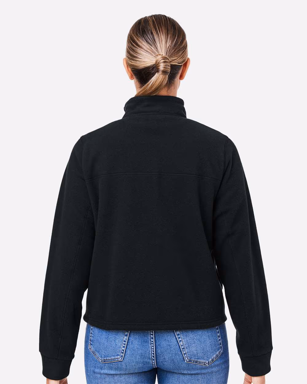 Custom Black/ Black - Under Armour Women's Expanse Fleece Half-Zip Pullover - Model Back