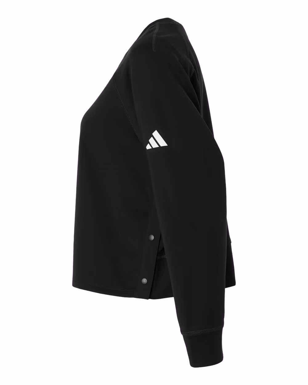 Custom Adidas Women's Beyond Side-Snap Crewneck Sweatshirt - Black