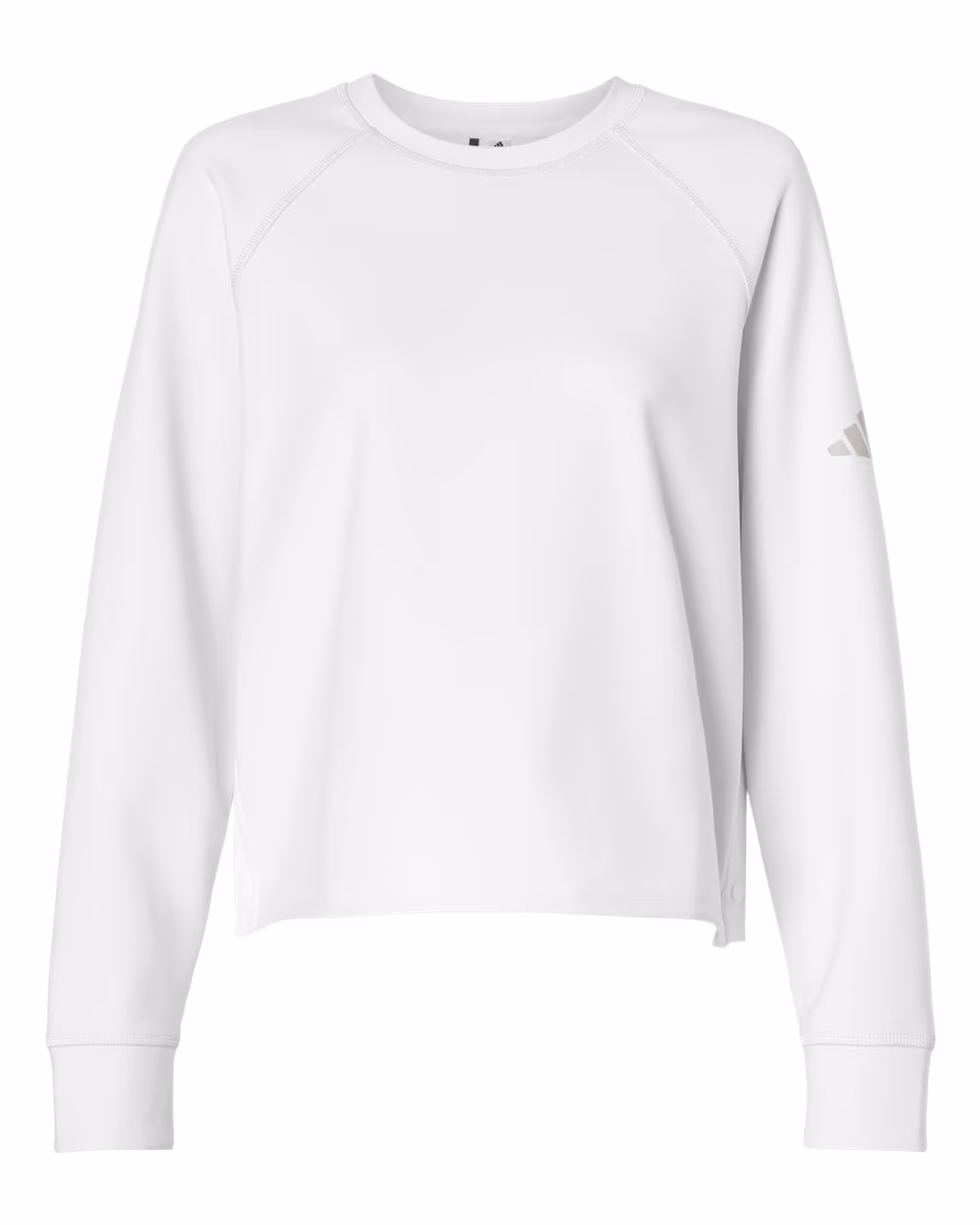 Custom Adidas Women's Beyond Side-Snap Crewneck Sweatshirt - White