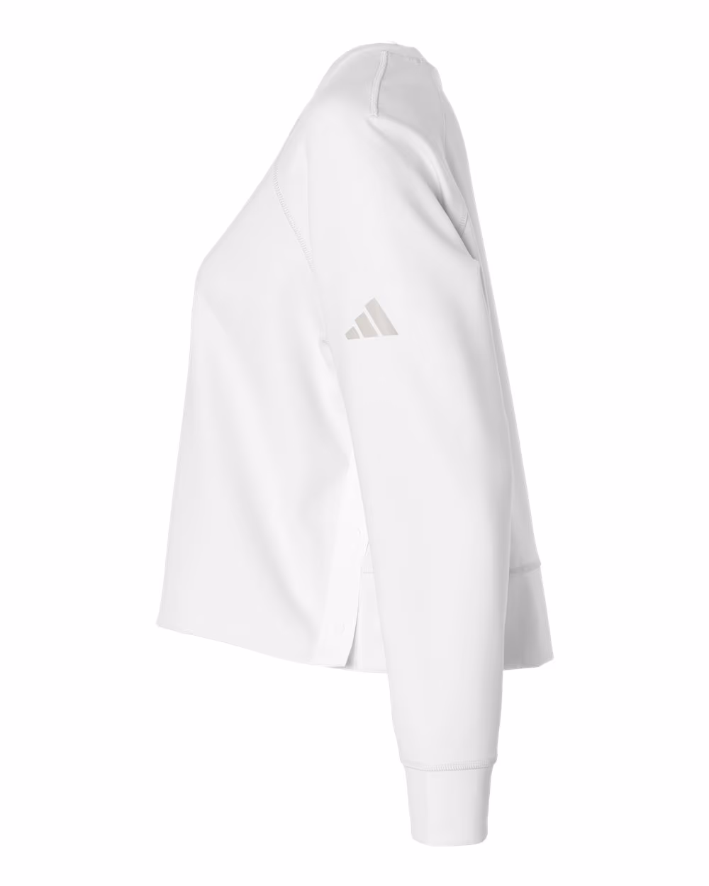 Custom Adidas Women's Beyond Side-Snap Crewneck Sweatshirt - White